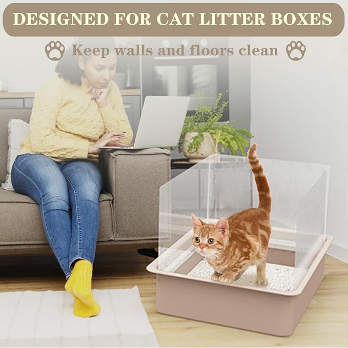 12Pcs Cat Litter Box Pee Shields Litter Box Shields Litter Box Splash Guard for Open Top Litter Box Litter Box Privacy Screen Transparent Easy Clean -Litter Box Not Included