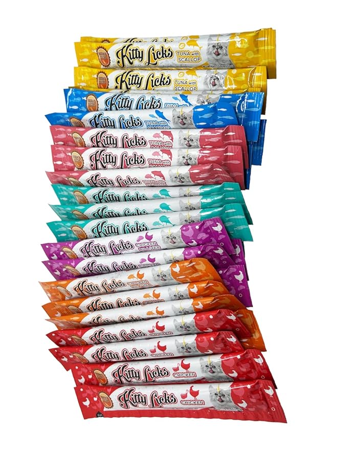 Rena's Recipe Kitty Licks (28 Tubes / 7 Flavors) Chicken - Chicken with Liver - Chicken with Tuna - Tuna - Tuna with Seafood - Tuna with Salmon - Tuna with Scallop