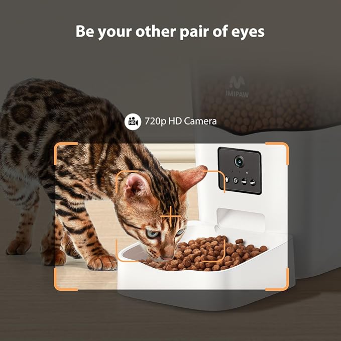 Automatic Cat Feeder with Camera: Automatic Cat Food Dispenser App Remote Control Timed Feeding of Dry Food WiFi Pet Feeder with Audio and Video Recording Up to1-8 Meals for Cat & Small Dog