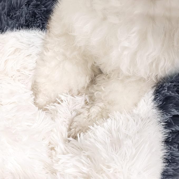 NOYAL Dog Bed Round Hooded Plush Cat Cave Donut Anti Anxiety Fluffy Dog Bed for Small Medium Dog and Cat