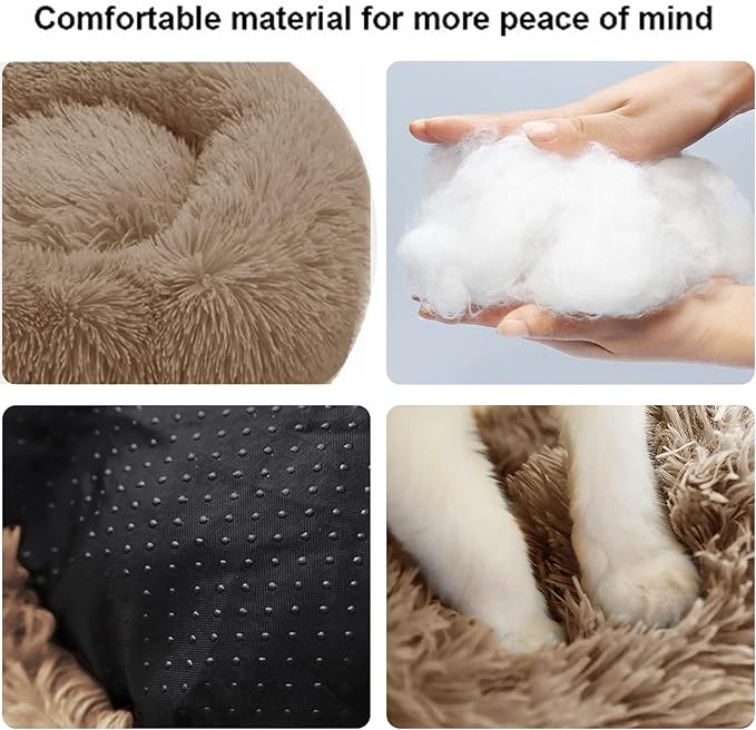 Nisrada Dog Bed for Small Medium Large Dogs, 30 inch Calming Dogs Bed, Washable-Round Cozy Soft Pet Bed for Puppy and Kitten with Slip-Resistant Bottom