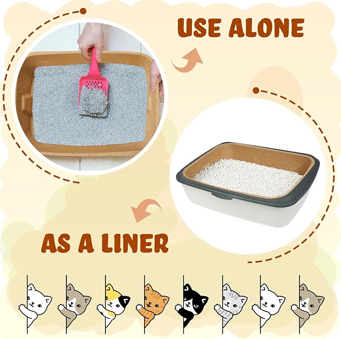 15 Pack Disposable Litter Boxes for Cats Small Disposable Litter Trays Paper Kitten Litter Box Disposable Kitten Litter Pans for Indoor Outdoor Travel Litter Box Small Animals, 16.1 x 11.2 x 3.7 Inch