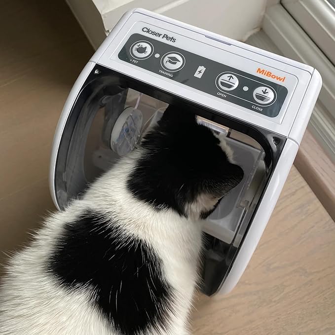 MiBowl Microchip Pet Feeder with Included ID Disc - for Cats and Small Dogs - BPA-Free Bowl and Enclosed Back