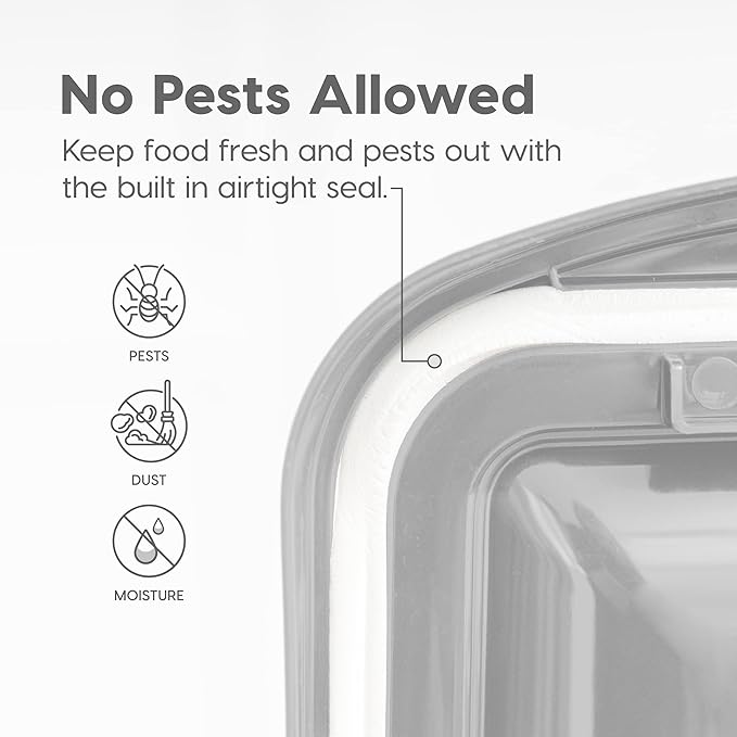 IRIS USA 50 Lbs WeatherPro Airtight Pet Food Storage Container with Removable Casters, for Dog Cat Bird and Other Pet Food Storage Bin, Keep Fresh, Clear/Gray