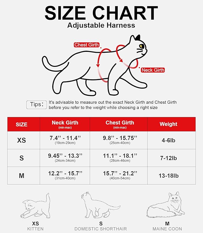 Cat Harness and Leash for Walking Escape Proof Soft Adjustable Cat Leash Breathable Comfortable Vest Easy to Wear Kitten Harness for Outdoor Travel Grey M