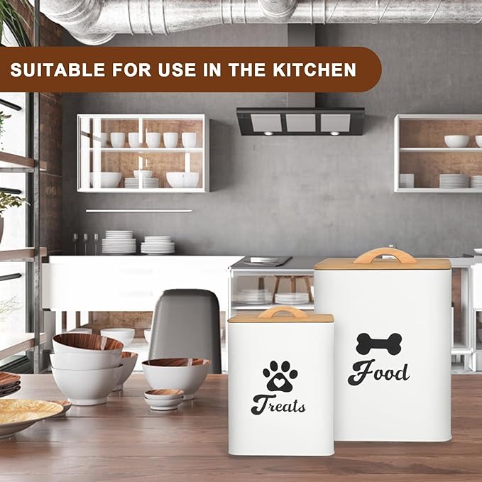 Dog Treat Container 2PCS, Dog Food Storage Container with Lids Airtight, Dog Treat Jars for Kitchen Counter-7+3Lbs, Small Dog Cookie Jar for Storage, Pet Treat Container (Upgraded) White