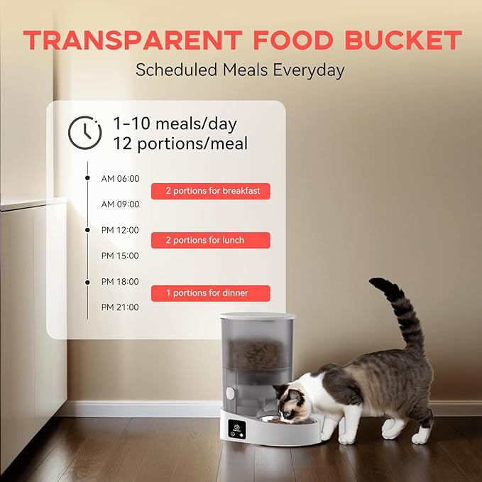 Automatic Cat Feeder and External Camera(2.4/5G WiFi), Rechargable 5G WiFi Pet Feeder with APP Control, 1080P HD Video with Enhanced IR Night Vision,Two-Way Voice Call Camera