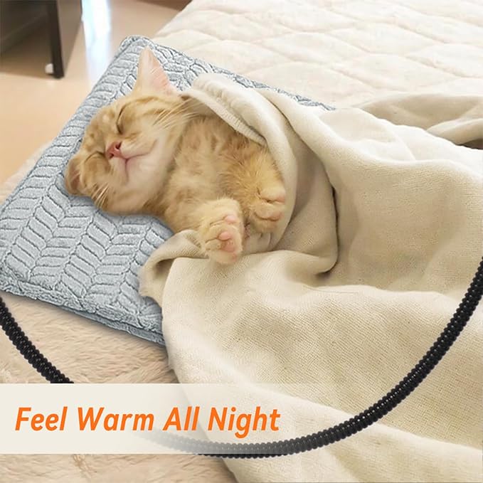 Heeyoo Pet Heating Pad, Adjustable Temperature Dog Cat Heating Pad with Timer, Waterproof Heated Dog Bed with Chew Resistant Cord, Auto Power-Off Indoor Pet Heated Mat for Dogs and Cats