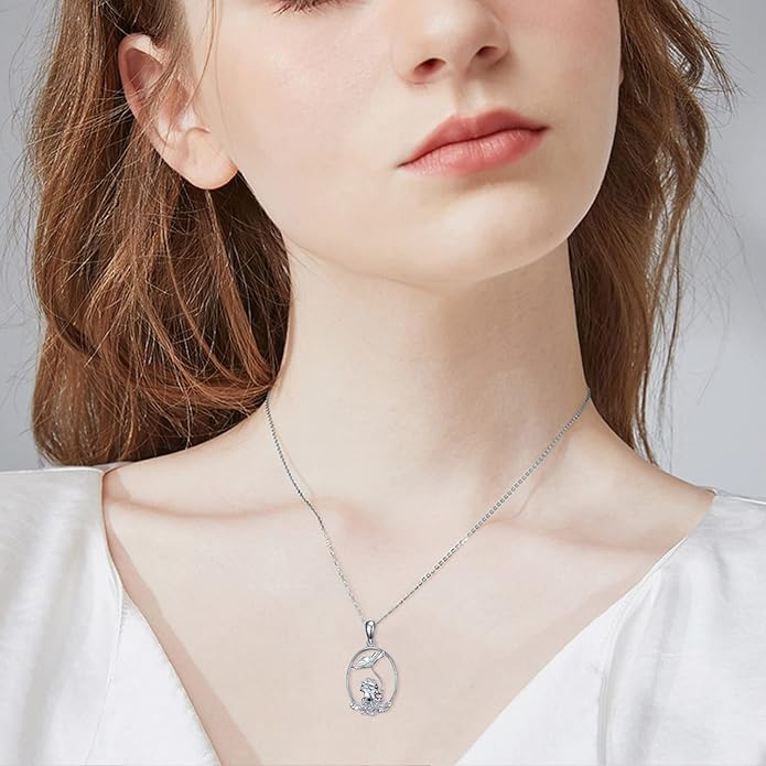 Highland Cow/Unicorn/Turtle/Moon Fairy/Axolotl/Owl/Mermaid/Cat/Cat and Girl/Frog/Wolf Necklace 925 Sterling Silver Animal Necklace Animal Jewelry Gifts for Women