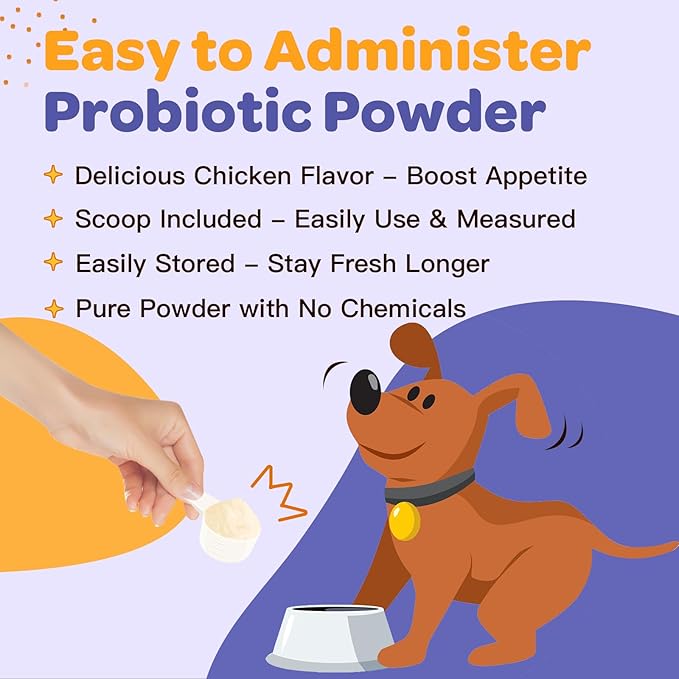 Probiotics for Dogs - Dog Probiotics, Plus Prebiotic, Digestive Enzymes, Fiber, Gut Health, Immune, Digestive Support, 6 Billion CFU Dog Probiotic Powder, 90 Scoops, Relieve Diarrhea, Loose Stool