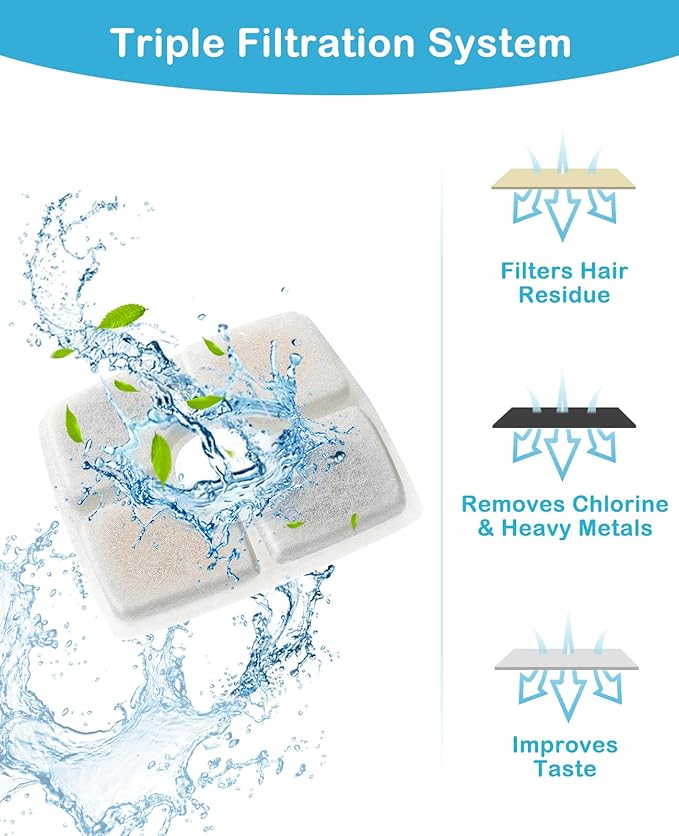 Veken 4 Pack Replacement Filters for 84oz/2.5L Automatic Pet Fountain Cat Water Fountain Dog Water Dispenser