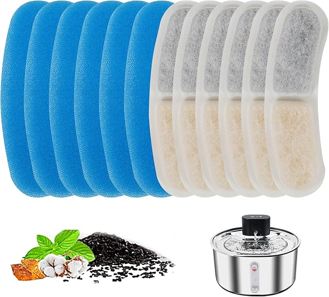 Cat Water Fountain Filters, Pack Cat Fountain Replacement Filters for Stainless Steel 108oz/3.2L Adjustable Water Flow Pet Water Fountain, Dog Water Fountain (6 Pack)