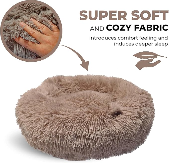 Whiskers & Friends Cat Bed, Cat Beds for Indoor Cats Washable, Small Dog Bed Calming Pet Bed, Cat Beds & Furniture, Large Cat Bed, Kitty Kitten Bed