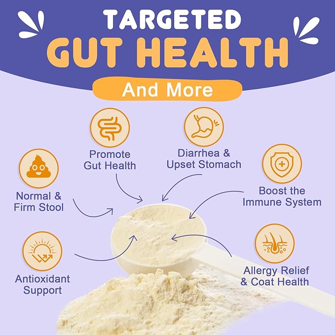 Probiotics for Dogs - Dog Probiotics, Plus Prebiotic, Digestive Enzymes, Fiber, Gut Health, Immune, Digestive Support, 6 Billion CFU Dog Probiotic Powder, 90 Scoops, Relieve Diarrhea, Loose Stool