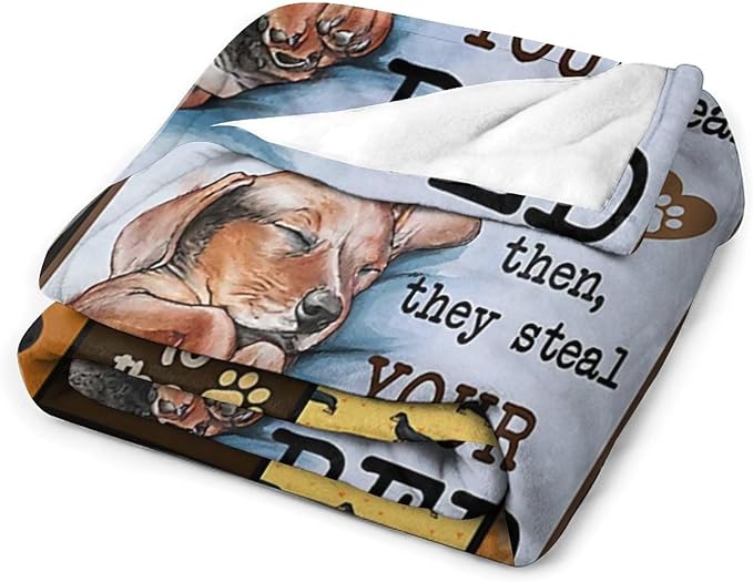 Dog Print Blanket Cute Dachshund Throw Blankets for Couch Sofa Bed Stuff Decor Lightweight Soft Cozy Fleece Plush Warm Flannel Bedding Blanket Gifts for Baby Girls Boys Kids Adults 60"x80"