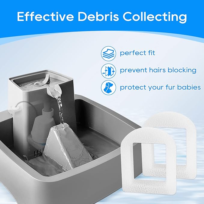 24PCS Cat Water Fountain Filters for Petsafe Water Fountain, for Drinkwell Pet Fountain Filters, Replacement Foam Filters for Drinkwell 360 Pet Fountain Seaside Pagoda 1/2 Gallon Fountains