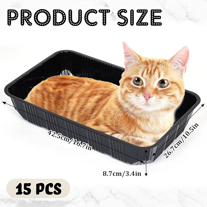 15 Pcs Disposable Litter Box for Cats Kitty Disposable Paper Litter Box Trays Portable Cardboard for Small Pets Animals, Guinea Pig, Bunny Cage Box Liner Home Outdoor Travel, 16.7 x 10.5 x 3.4 Inch