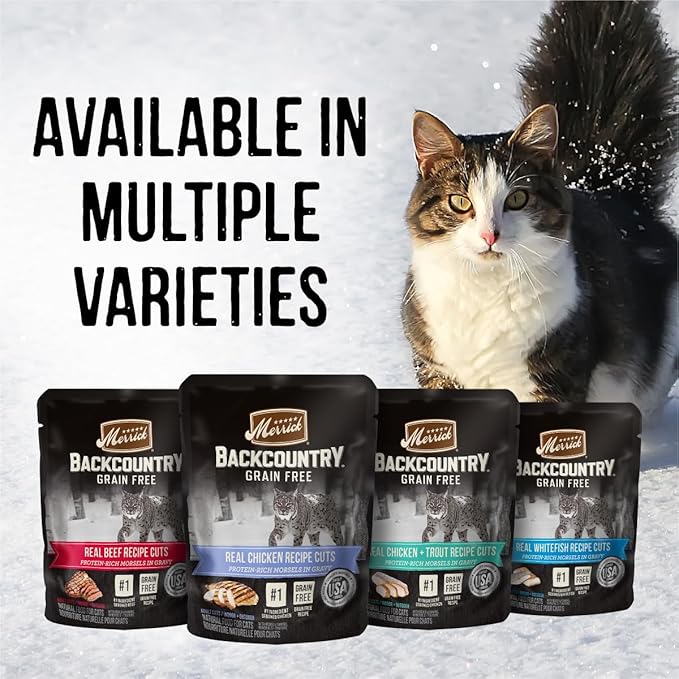 Merrick Backcountry Grain Free Gluten Free Premium High Protein Wet Cat Food, Chicken Recipe Cuts With Gravy - (Pack of 24) 3 oz. Pouches