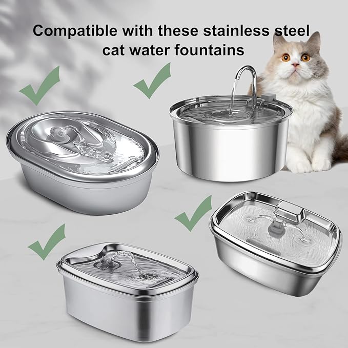 Cat Water Fountain Filters, Compatible with Pet Fountain 16 Filters with 16 Sponges Replacement