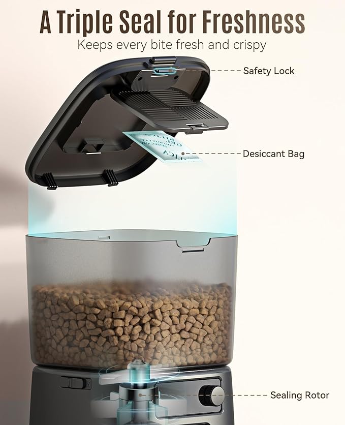 oneisall Automatic Cat Feeder, WiFi Cat Food Dispenser with App Control, Auto Cats Feeder Automatic for Dry Food, Smart Pet Food Dispenser with Portion Control for Small Pets Indoor