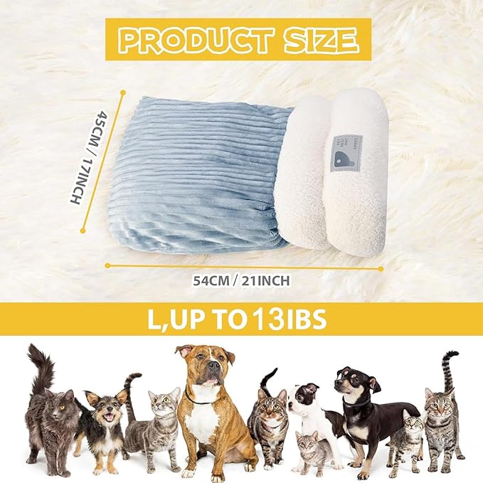 Cat Winter Sleeping Bag, Cat Bed Cave Sleeping Bag, Cat Sleeping Bag, 360°Wrap Comfortable Pet Snuggle Sack, Soft Plush Large Cat Sack - Size L(Gray Blue)