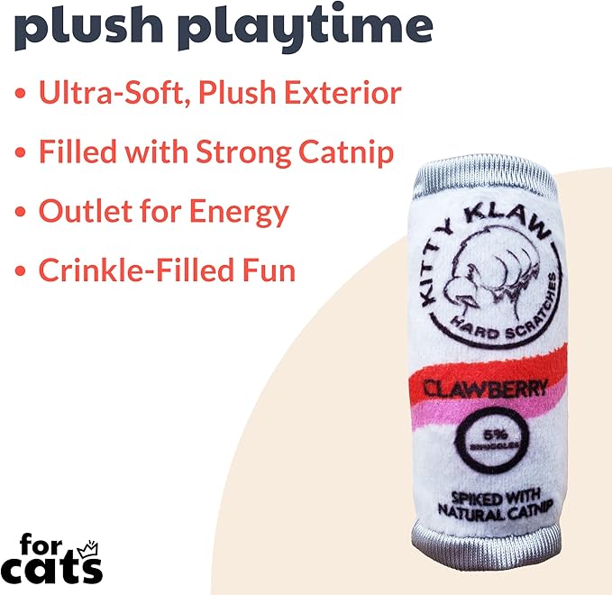 Huxley & Kent Cat Toy | Kitty Klaw Clawberry | Nappy Hour Strong Catnip Filled Cat Toy | Soft Plush Kitty Toy with Catnip and Crinkle | Kittybelles