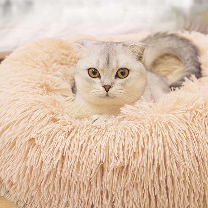 Nisrada Cat Beds for Indoor Cats,24 Inch Dog Bed for Small Melium Large Dogs, Washable-Round Pet Bed for Puppy and Kitten with Slip-Resistant Bottom