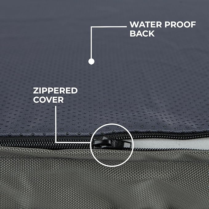 Best Pet Supplies Cute Dog Crate Mat Flat Bed with Waterproof Exterior, Thick Orthopedic Egg Foam Mattress, and Soft Sherpa Fleece Cover for Small, Medium, and Large Breeds - Gray, 35X22X4