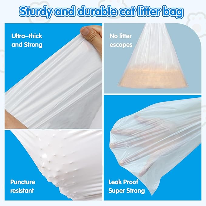 120 Count Self Cleaning Cat Litter Box Liners Bag Fit For MeoWant MW-SC01,MW-SC02, Drawstring Heavy Duty Cat Litter Receptacles Bags Compatible with Automatic Cat Litter Box-17.7" x 19.68"