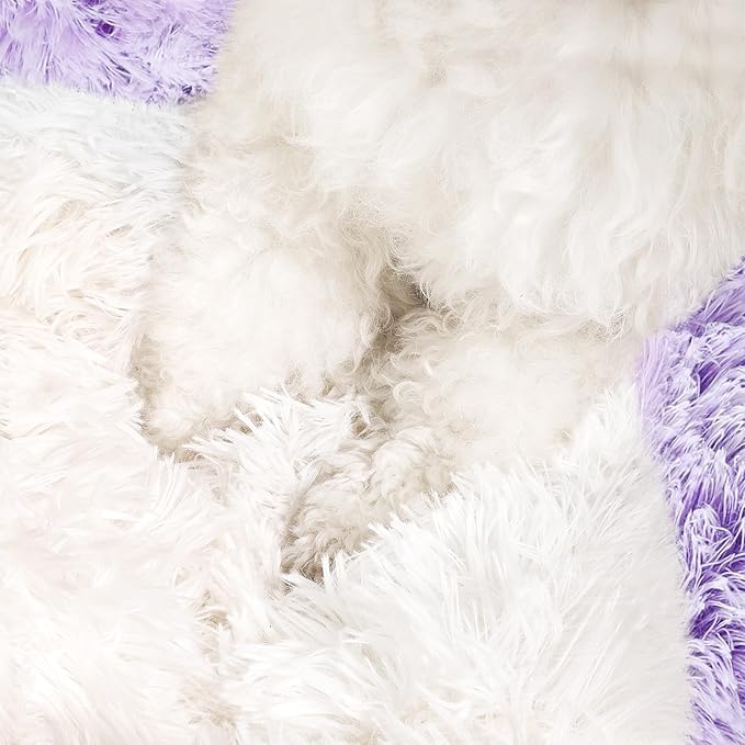 NOYAL Dog Bed Round Hooded Plush Cat Cave Donut Anti Anxiety Fluffy Dog Bed for Small Medium Dog and Cat