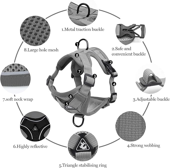 shudyear Summer cat Chest Harness and Leash, Anti-Escape Adjustable Soft mesh cat Leash and Chest Harness Set for All Types of Cats cat Vests (L)
