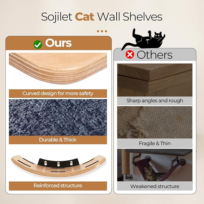 Cat Shelves, Cat Wall Steps and Perch, Cat nest, Wooden Floating Cat Climbing Furniture for Hopping and Sleeping, with Scratching Cushion(Perch)