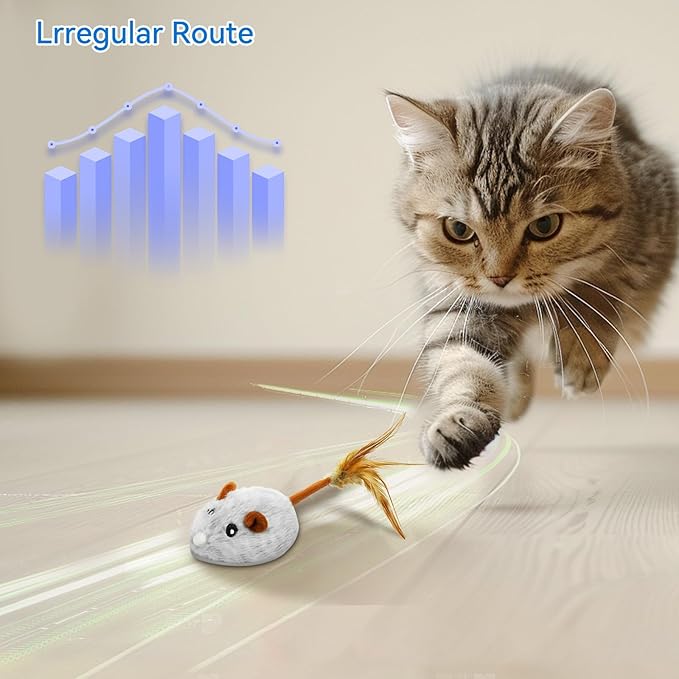 Cat Toys APP Bluetooth Smart Cat Mouse Toys Electronic Interactive Hunting Cat Toy for Indoor Mice Toys Automatic Moving Remote Control Cat Toy Exercise Cat for Bored Indoor USB Rechargeable(Gray)