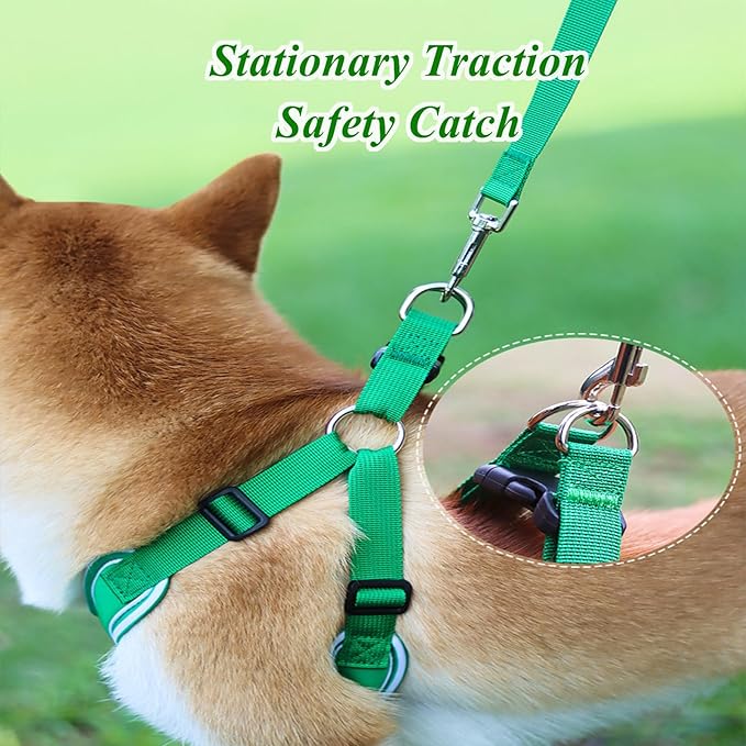 Reflective Cat Dog Harness Breathable Adjustable Pet Harness with Handle for Outdoor Walking,Easy Control for Small,Medium Breeds (Green,XS)