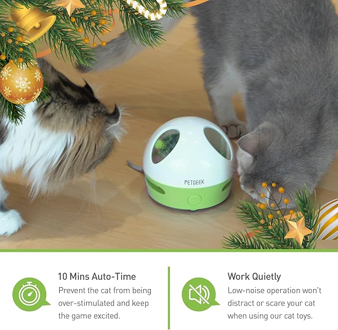 PETGEEK Interactive Cat Toy, Hide Mouse Cat Toy with Squeaky Mouse, Electronic Automatic Cat Toys with Catnip Filled Hidey Mouse, Best Gift for Birthday, Thanksgiving, Christmas, New Year