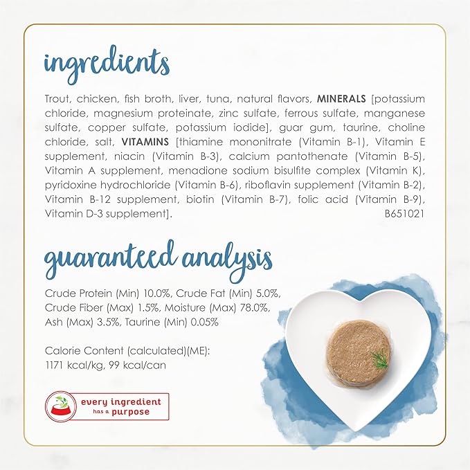 Purina Fancy Feast Grain Free Wet Cat Food Pate Gourmet Naturals Trout and Tuna Recipe - (Pack of 12) 3 oz. Cans
