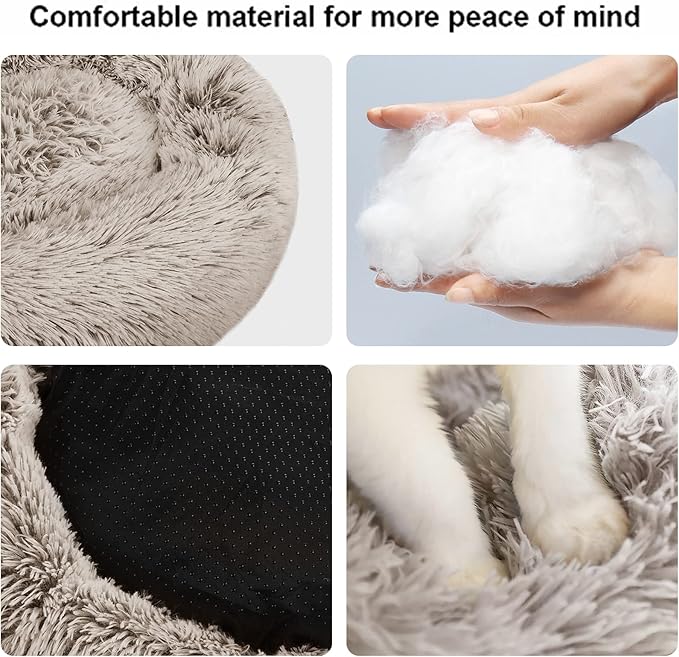 Nisrada Cat Beds for Indoor Cats,20 Inch Dog Bed for Small Melium Large Dogs, Washable-Round Pet Bed for Puppy and Kitten with Slip-Resistant Bottom