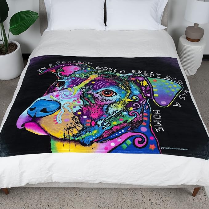 Dawhud Direct Colorful Dog Fleece Blanket for Bed, 50" x 60" Dean Russo II Dog Fleece Throw Blanket for Women, Men and Kids - Super Soft Plush Dog Blanket Throw