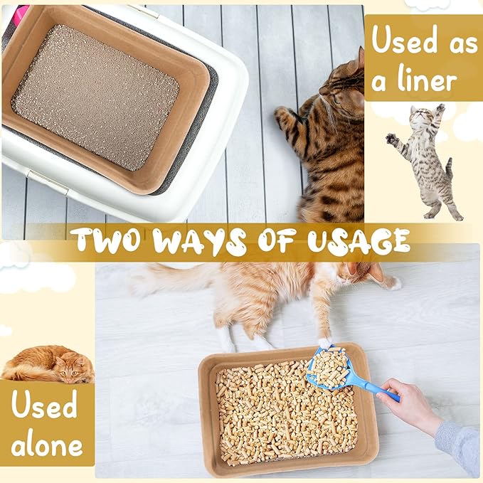 12 Pieces Disposable Litter Boxes for Cats Degradable Paper Cat Litter Tray Waterproof Portable 2 in 1 Kitten Litter Box for Cat, Small Animals, for Home Car Travel Pet Shop, 16.7 x 12.8 x 4.1 Inch