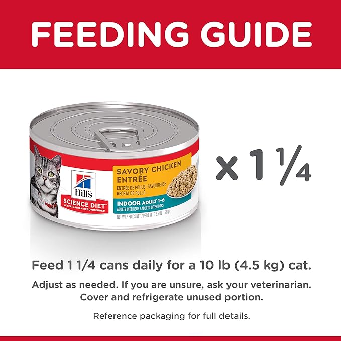 Hill's Science Diet Indoor, Adult 1-6, Easy Litter Box Cleanup, Wet Cat Food, Chicken Minced, 5.5 oz Can, Case of 24