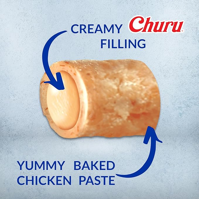 Inaba Churu Bites for Cats, Soft Baked Chicken Churu Filled Cat Treats with Vitamin E, 0.35 Ounces Each Tube, 24 Tubes Total (3 Per Pack), Tuna with Scallop Recipe