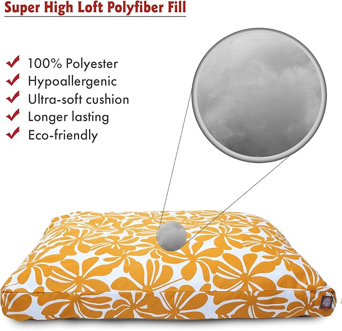 Yellow Plantation Small Rectangle Indoor Outdoor Pet Dog Bed With Removable Washable Cover By Majestic Pet Products