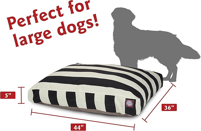 Majestic Pet Rectangle Large Dog Bed Washable – Non Slip Comfy Pet Bed – Dog Crate Bed with Removable Washable Cover – Dog Kennel Bed for Sleeping - Dog Bed Large Breed 44x36x5 Inch – Black