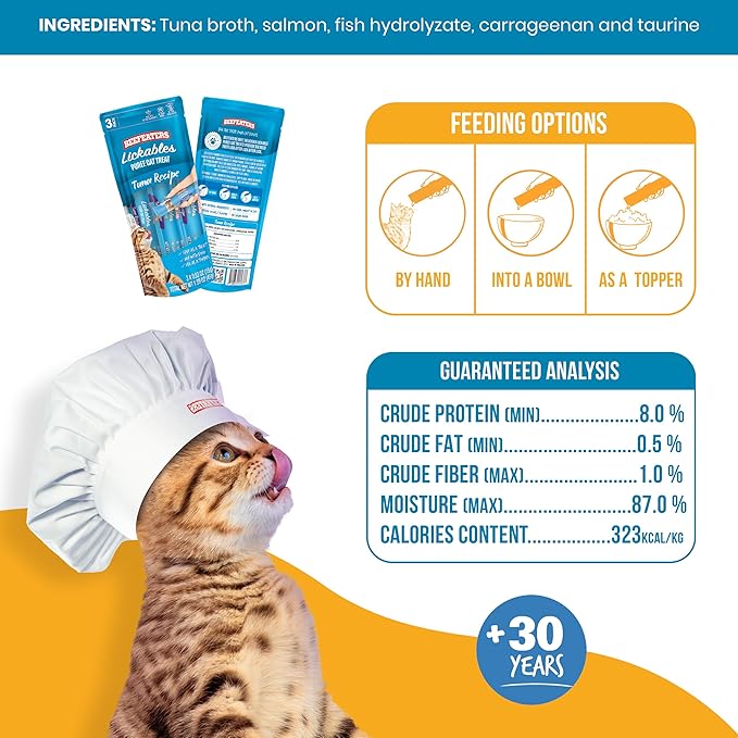 Beefeaters Cat Treats - Tuna Recipe Lickable Puree 1.59oz Case of 12 | Real Cat Food Tuna Treat | No Corn/Soy/Wheat, Sugar-Free | Training Treats