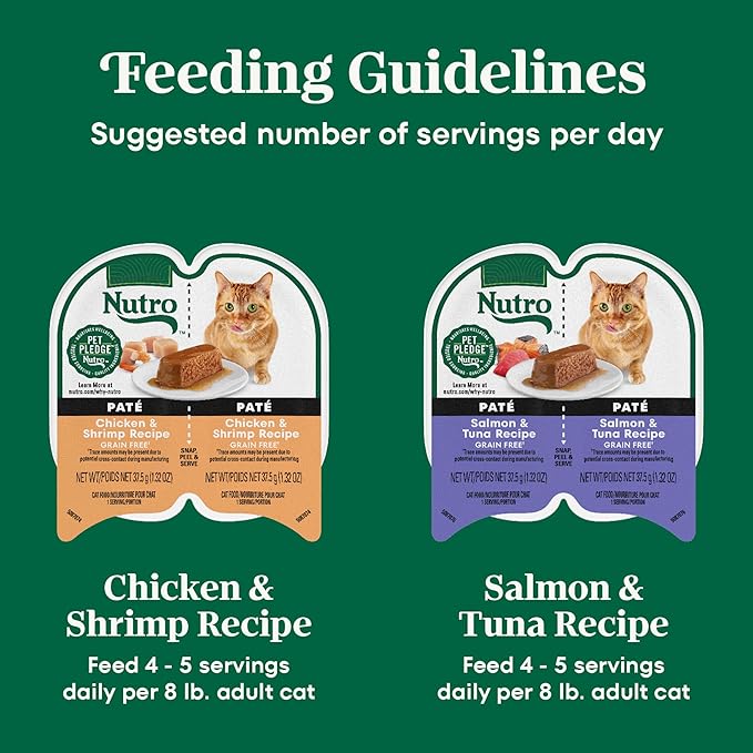 Nutro Wet Cat Food Paté Multipack: Salmon & Tuna; Chicken & Shrimp Recipes, (12) 2.64 oz. Trays (Pack of 2)