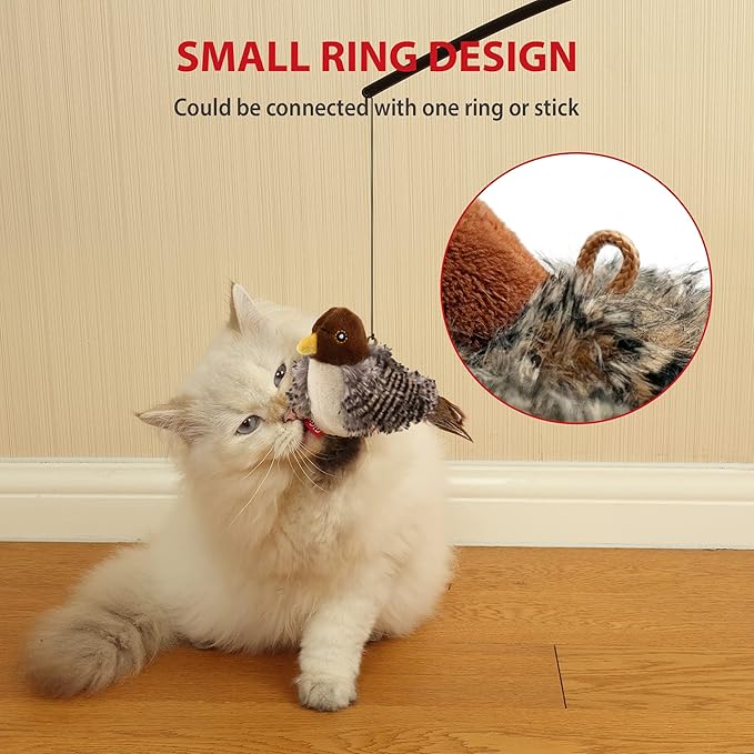 Gigwi Interactive Electronic Cat Toy (Not Flapping), Automatic Chirping Bird Cat Toy Squeaky with Feather Tail, Melody Chaser Toy Bird for Cats to Play Alone, Play and Squeak Kitten Toy for Boredom