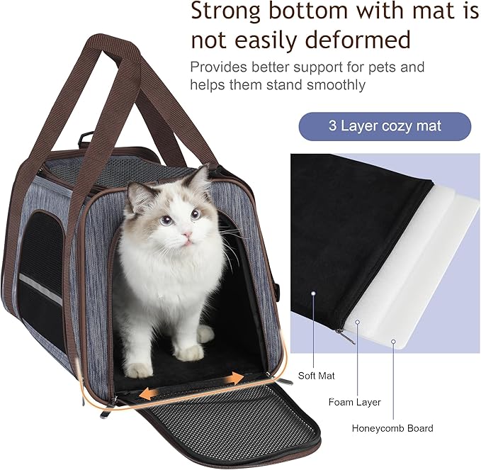 HiCaptain Soft Cat Carrier with Top Mesh Window - Pet Carrier Breathable for Medium Cats and Small Dogs Puppies up to 15 lb (Blue)