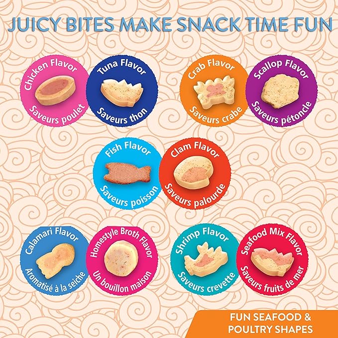 INABA Juicy Bites Grain-Free, Soft, Moist, Chewy Cat Treats with Vitamin E and Green Tea Extract, 0.4 Ounces per Pouch, 9 Pouches (3 per Pouch), Scallop and Crab Flavor