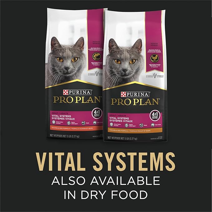 Purina Pro Plan Vital Systems Salmon Wet Cat Food Pate 4-in-1 Brain, Kidney, Digestive and Immune Formula - (Pack of 24) 3 oz. Cans