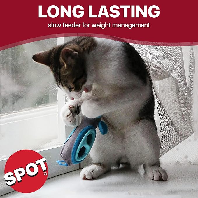 SPOT Doc and Phoebe's Cat Hunting Feeder - Interactive Indoor Slow Feeder & Treat Dispenser Toy, Encourage Natural Instinct to Hunt, Solve Behavioral Problems & Obesity, Set Includes 3 Mice and Scoop
